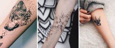 3 Tatouages Femme Avant Bras, Motifs, Oiseau, Fleurs