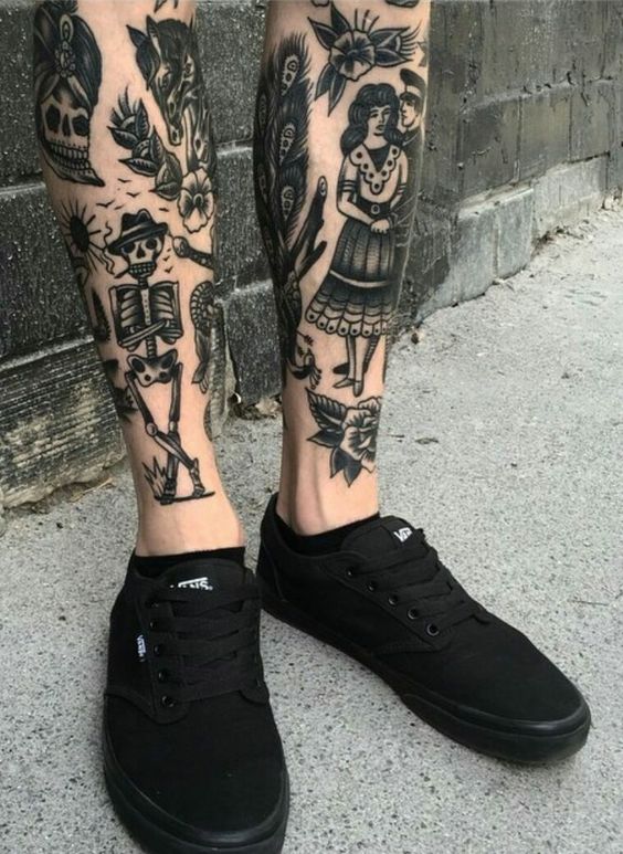 tatouage old school Squelette, Femme Et Homme