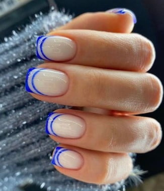 nail Art French Bleue