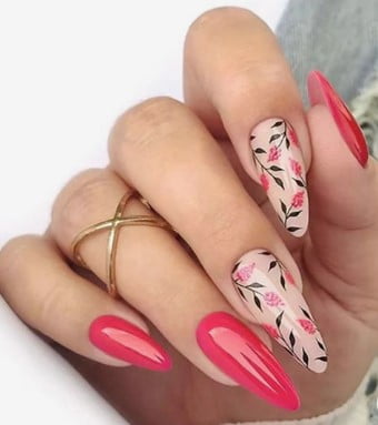 nail Art Motif Fleurs Roses