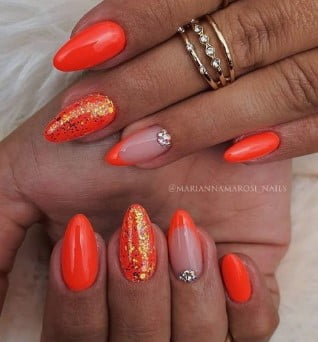 nail Art Orange Brillant