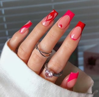 nail Art Rose Et Rouge Pour La St Valentin 