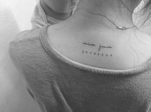 Tatouage Date D'anniversaire Et Nom Sur La Nuque