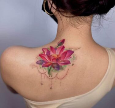 Tatouage Duo De Fleurs De Lotus Et Bijoux