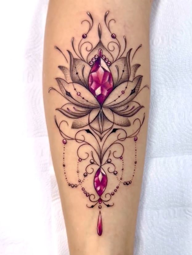 Tatouage Lotus Diamant Rose 