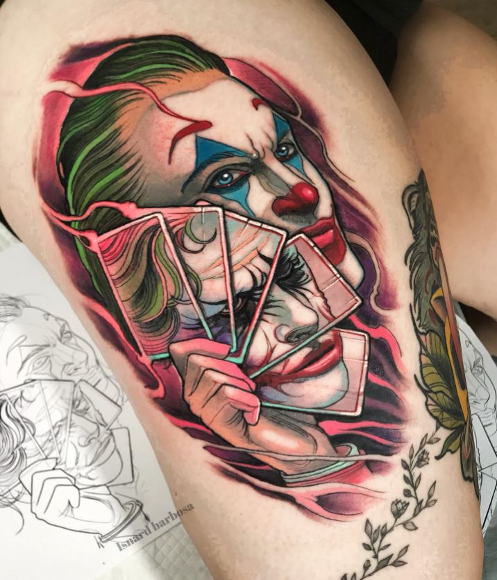 Tatouage Joker Et Cartes à Visage 