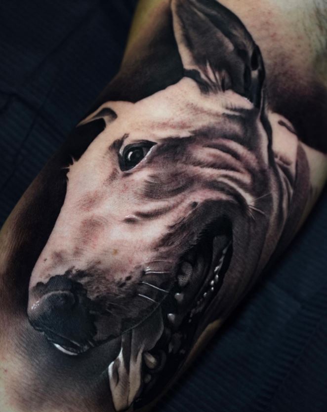 Tatouage Chien Profil De Bull Terrier 