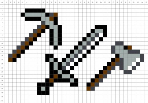 Pixel Art Outils En Fer Minecraft