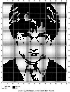 Pixel Art Harry Potter En Portrait Noir 