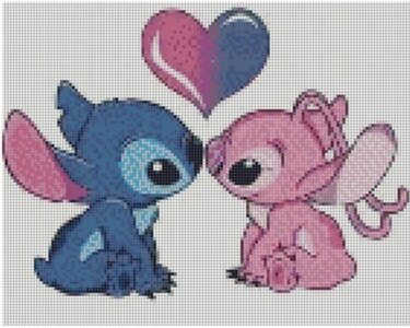 Pixel Art Stitch Et Angel Difficile 