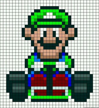 Pixel Art Luigi Avec Kart Facile 