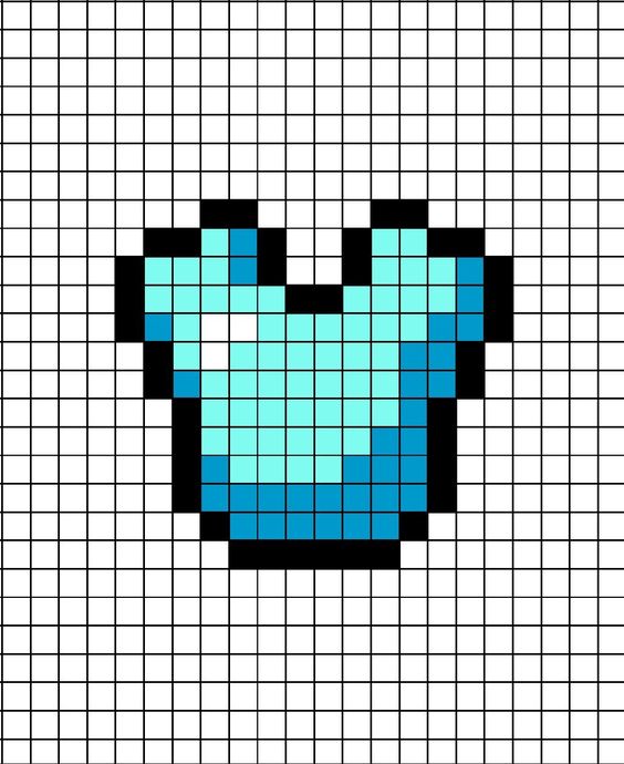 Pixel Art Plastron De Diamant Minecraft