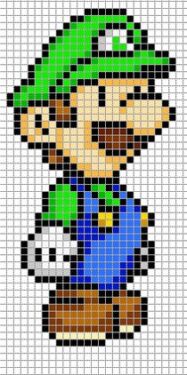Pixel Art Luigi Debout Détaillé 