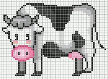 Pixel Art Vache Détaillé 