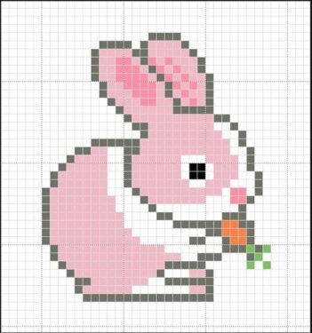 Pixel Art Lapin Rose Facile 