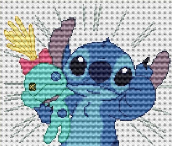 Pixel Art Stitch Avec Une Poupée 