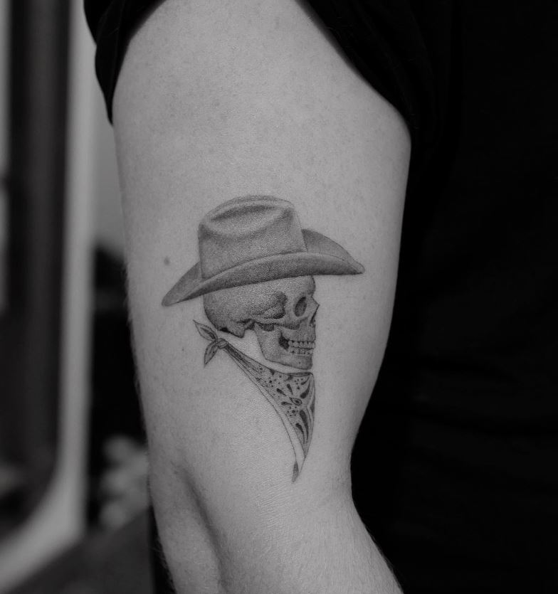 Tatouage Cow Boy à Tête De Mort 