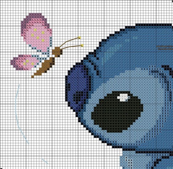 Pixel Art Stitch Avec Papillon 