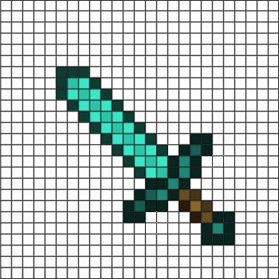 Pixel Art Epée En Diamant Minecraft 