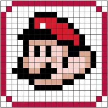 Pixel Art Mario Encadré Facile 