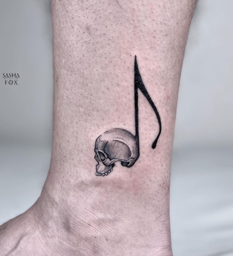 Tatouage Tête De Mort Musicale 