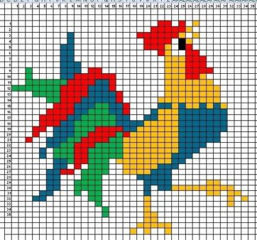 Pixel Art Coq Détaillé 