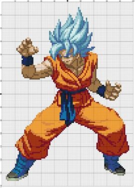 Pixel Art Goku Super Saiyan Blue 