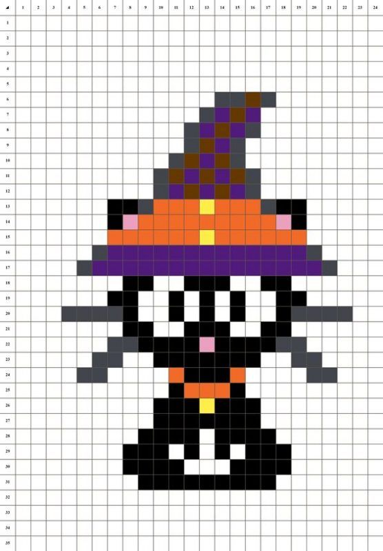 Pixel Art Chat Avec Chapeau 