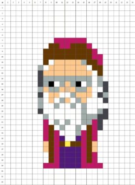 Pixel Art Dumbledore Facile 