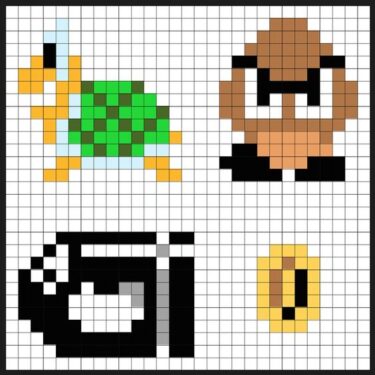 Pixel Art Koopa, Goomba Et Bill Balle Facile