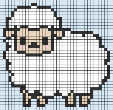Pixel Art Mouton Facile 