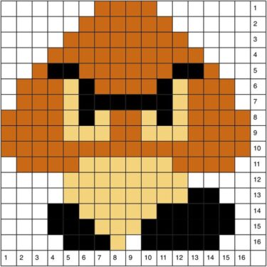 Pixel Art Goomba Facile 