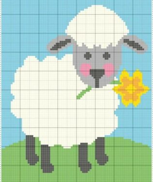 Pixel Art Mouton Et Fleur