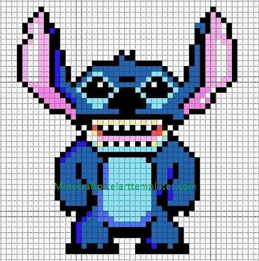 Pixel Art Stitch Grognant 