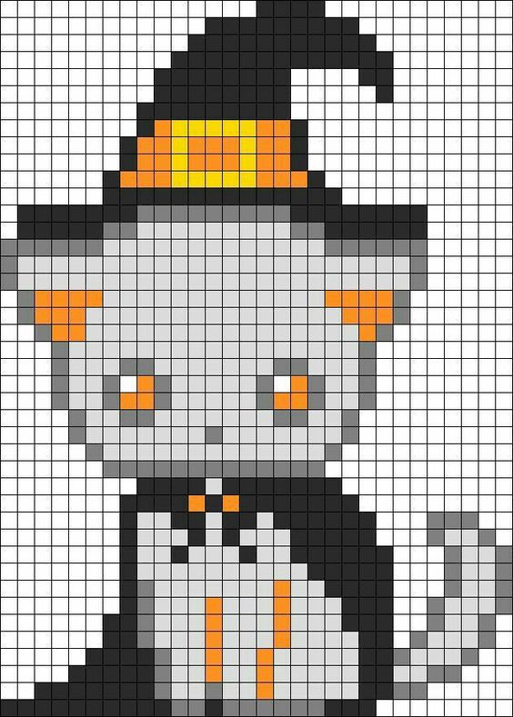 Pixel Art Chat Avec Chapeau Et Cape 