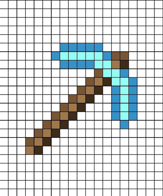 Pixel Art Pioche En Diamant Minecraft 