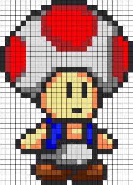 Pixel Art Toad Rouge Facile 