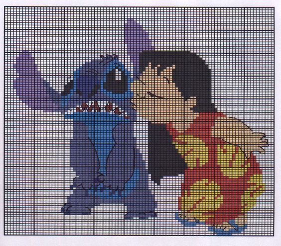 Pixel Art Lilo Et Stitch Bisous 