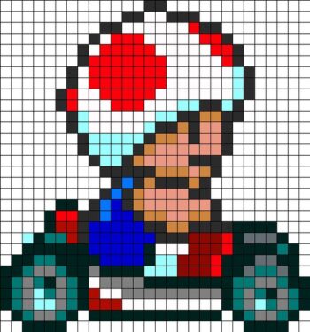 Pixel Art Toad Avec Kart Facile 