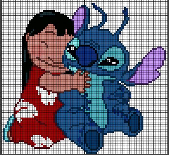 Pixel Art Lilo Et Stitch Calin 