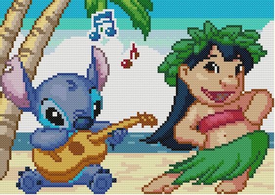 Pixel Art Lilo Et Stitch Qui Dansent 