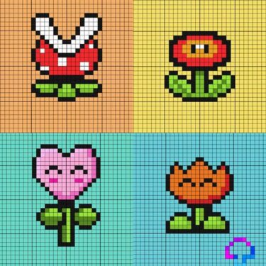Pixel Art Plante Piranha Et Fleurs 
