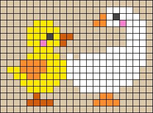 Pixel Art Caneton Et Oie Facile