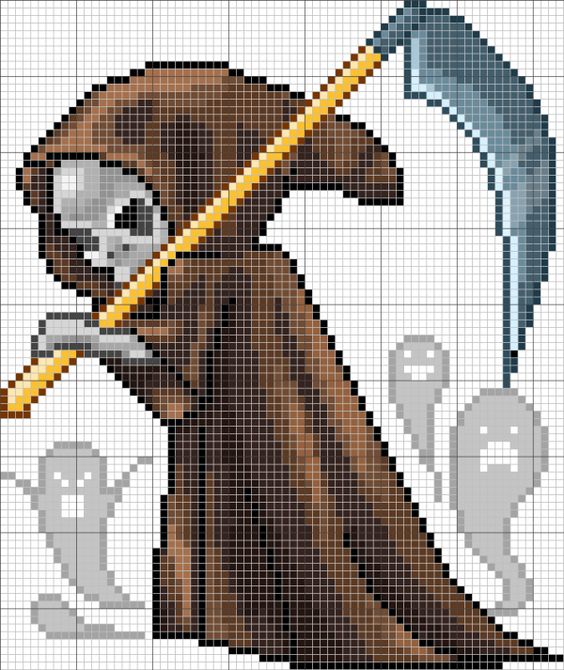 Pixel Art Faucheuse Avec Fantomes 