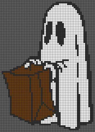 Pixel Art Fantome Avec Sac 