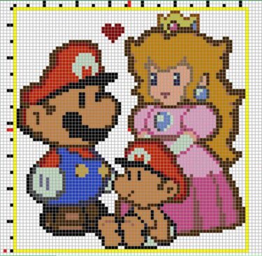 Pixel Art Mario, Peach Et Baby Mario 