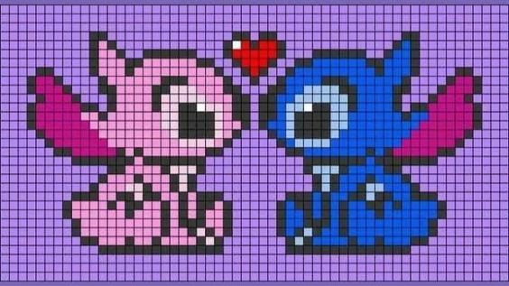 Pixel Art Stitch Et Angel 