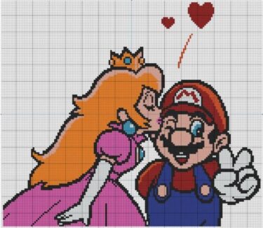 Pixel Art Peach Et Mario 
