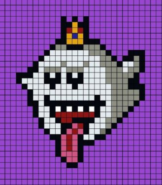 Pixel Art King Boo Facile 