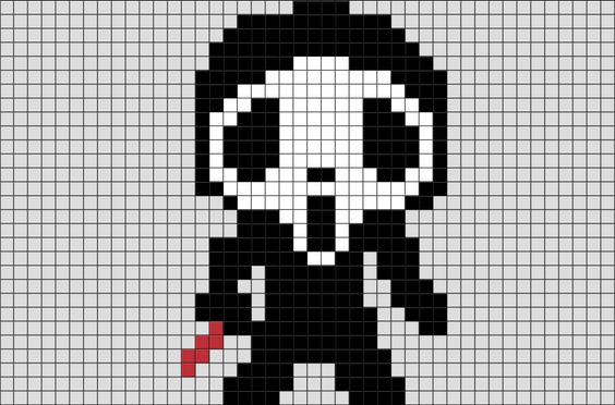 Pixel Art Ghost Face Facile 